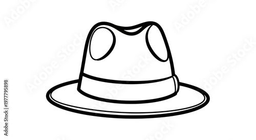 Simple black outline of a fedora hat on a white background