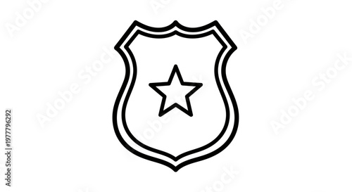 A black outline of a five-pointed star within a shield shape
