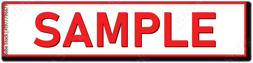 Red Sample Sign Icon for Product Demonstration Prototype and Watermark Placeholder Isolated on White