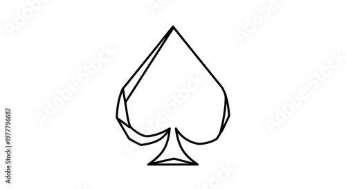 Stylized black outline of a spade, a playing card symbol, on a white background