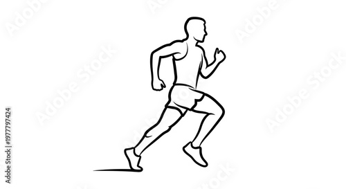 A black outline of a person running, depicted in a dynamic pose with arms and legs in motion