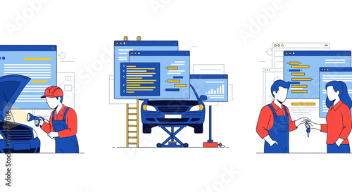 Auto Repair Service Mechanic Fixing Car Engine Diagnostics Maintenance Garage Customer Workshop Online Booking Web System