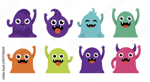 Cute Cartoon Monsters Collection Funny Characters.