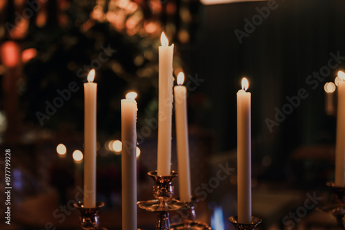 burning candles in church