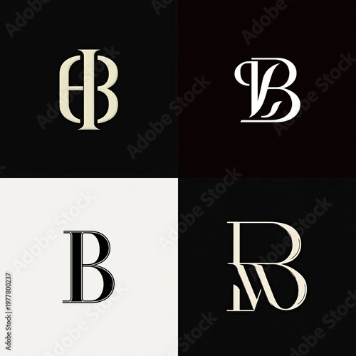 Stylish monogram design featuring the letters w and b against a minimalist background