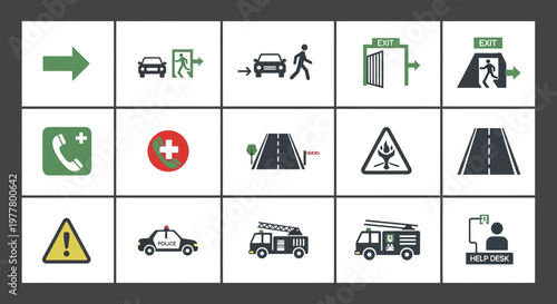 Road traffic signs and symbols icons.