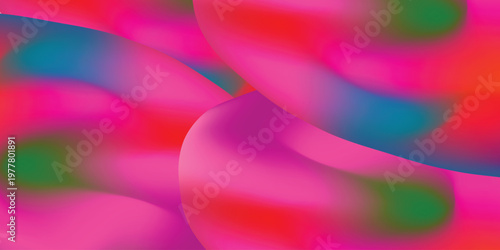Abstract Blue and Pink Neon Fluid Wave on Black Background