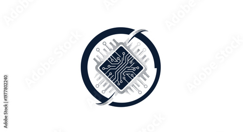 Digital Circuit Technology Concept with Circular Motion
