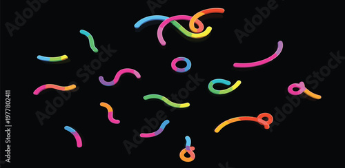 Dynamic abstract neon glow in vibrant colors against a dark background, featuring fluid shapes and lines, creating a modern visual composition of digital energy