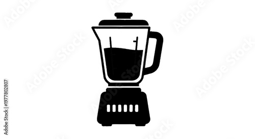 Vector illustration of black silhouette icon of a kitchen blender on a transparent background