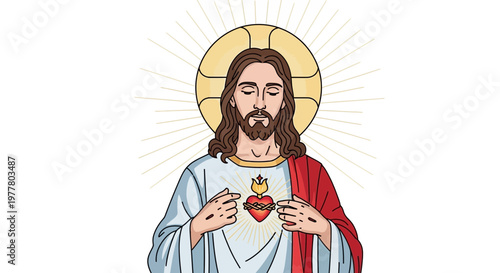 Sacred Heart of Jesus Christ, Religious Icon, Christian Symbolism, Divine Love