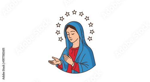 Virgin Mary Icon with Star Halo