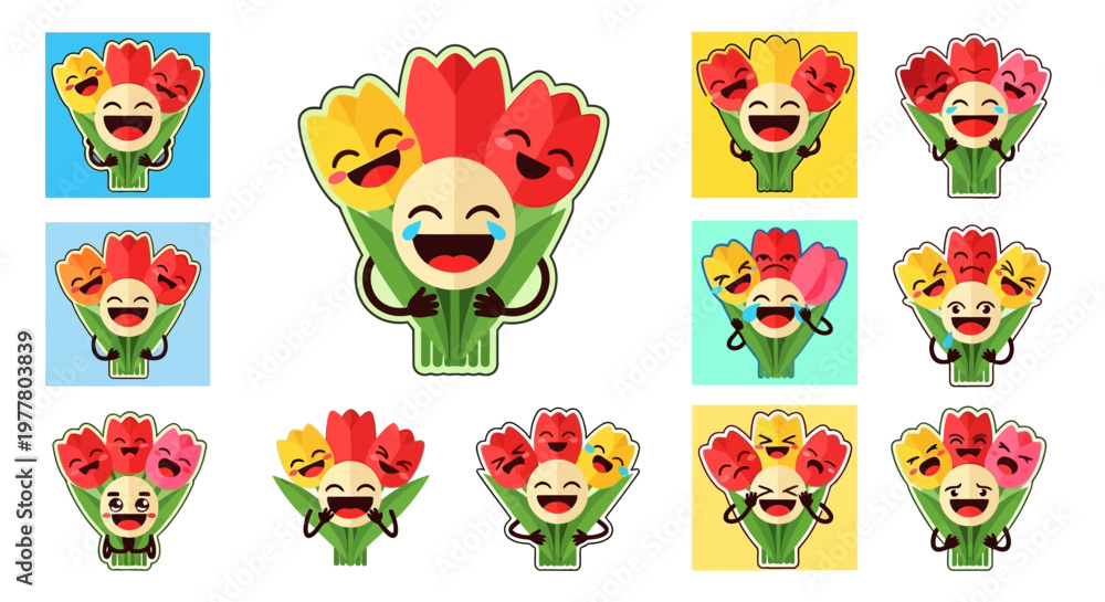 Obraz premium Cute cartoon leaves hugging each other in heart shape.