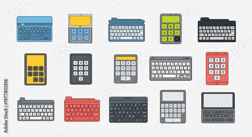 Set of various computer chip and integrated circuit vector icons for technology designs.