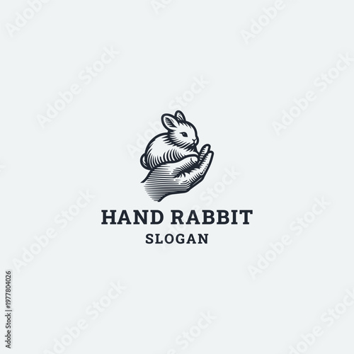 Hand rabbit logo icon design template vector illustration