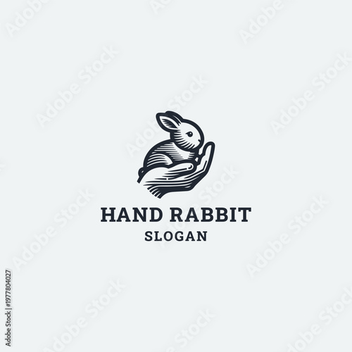 Hand rabbit logo icon design template vector illustration
