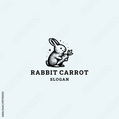 Rabbit carrot logo icon design template vector illustration