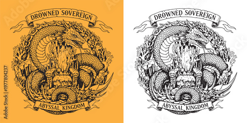Drowned Sovereign Abyssal Kingdom Sea Serpent Throne Illustration