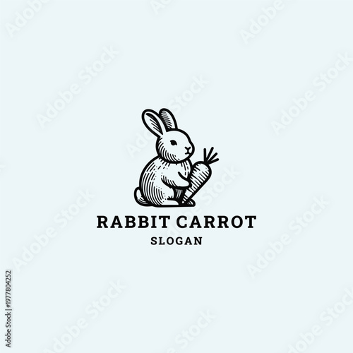 Rabbit carrot logo icon design template vector illustration