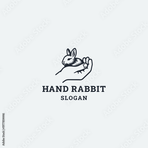 Hand rabbit logo icon design template vector illustration