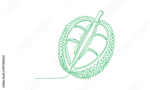 Digital hand-drawn durian doodle made in one continuous line and exported as a vector illustration.