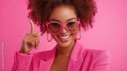 Stylish Woman with Afro Hair and Sunglasses.