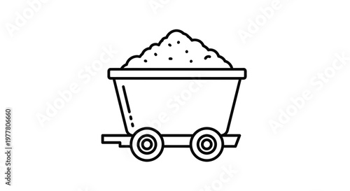 Loaded Mine Cart with Rocks and Minerals, Industrial Transportation