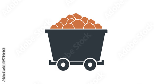 Loaded Mine Cart with Rocks and Stones, Industrial Transportation