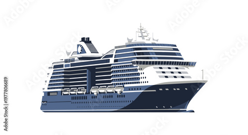 Luxury Cruise Ship Traveling on the Ocean - Modern Passenger Liner