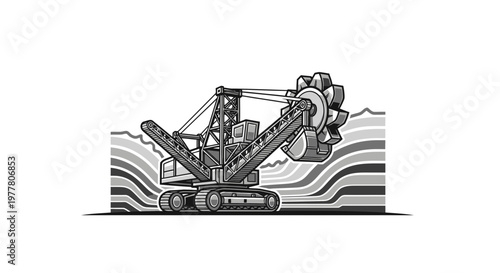 Large Bucket Wheel Excavator Mining Operation Landscape