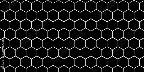 Black background. Dark hexagon carbon fiber texture. Navy blue honeycomb metal texture steel background. Web design template vector illustration EPS 10.