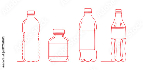 Vector illustration pack of plastic and PET bottles in different designs.