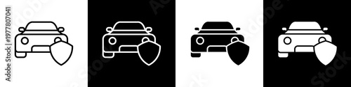 Car Insurance black and white icon design concept