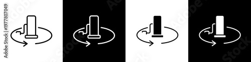 Gas station black and white icon design concept