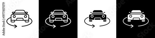  Car black and white icon design concept