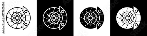Disc brake black and white icon design concept