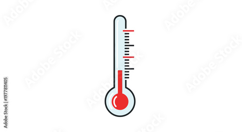 A thermometer with red liquid indicating a high temperature, symbolizing measurement and heat
