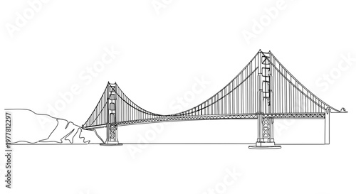 Golden Gate Bridge Outline Drawing - Iconic San Francisco Landmark