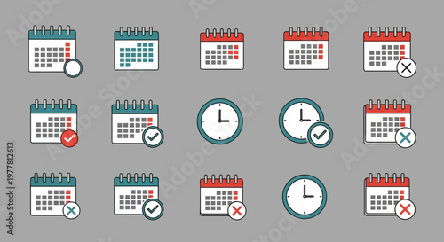 Calendar and Clock Icons: Planning, Scheduling, Deadlines, Time Management, Appointments