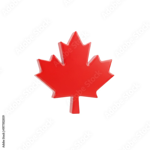 Red maple leaf symbol with botanical isolated illustration national patriotic minimalist