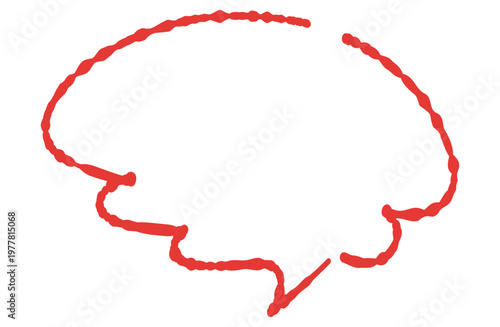 赤ペンでうねうねと描かれたラフな手書き吹き出しイラスト