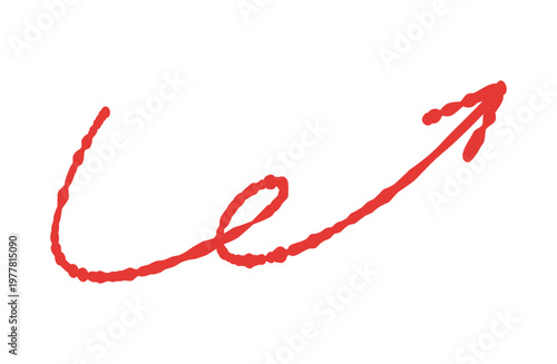 赤ペンでくるくると描かれたうねりのある手書き矢印イラスト