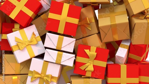 3D animation of gift boxes falling on white background, Big Sale or Special Limited Offer concept