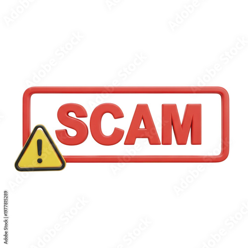Scam alert warning sign danger message concept information notification attention triangle