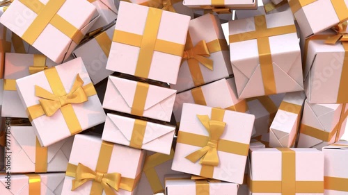 3D animation of gift boxes falling on white background, Big Sale or Special Limited Offer concept