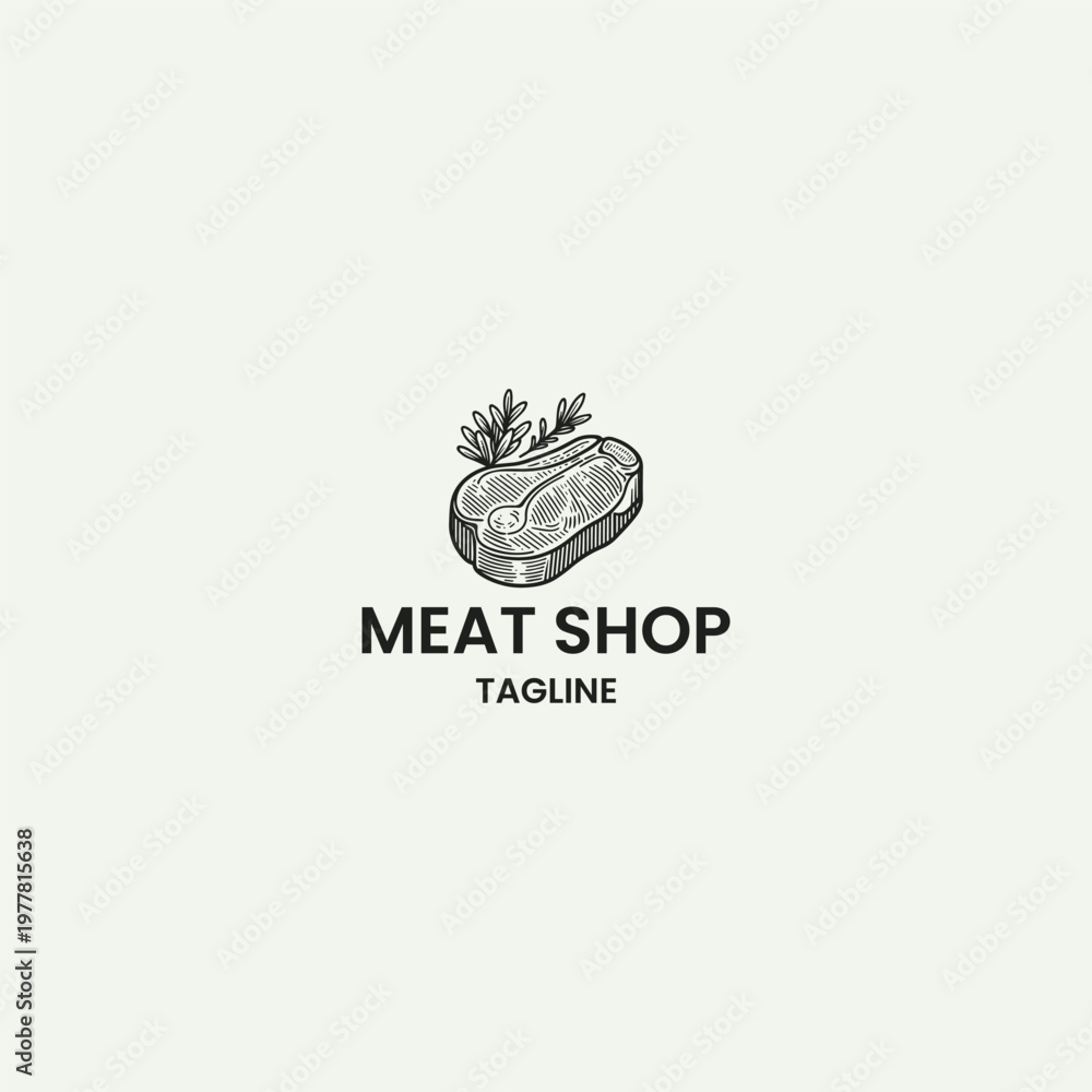 Fototapeta premium Meat shop logo template vector illustration design