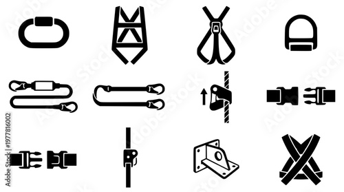 Vector graphic of various buckles and straps illustrations