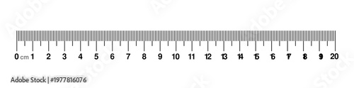 Ruler measurements one to twenty centimeter tape measure tool meter for length in metric system vector