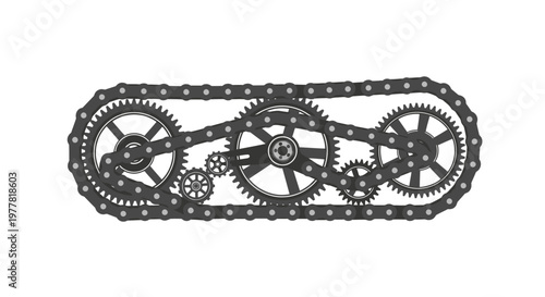 Mechanical Chain Drive System Illustration - Industrial Engineering Concept