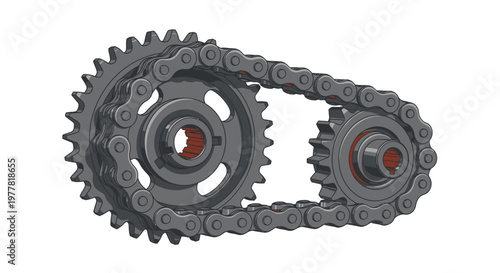 Mechanical Drive System with Chain Sprockets and Bearings